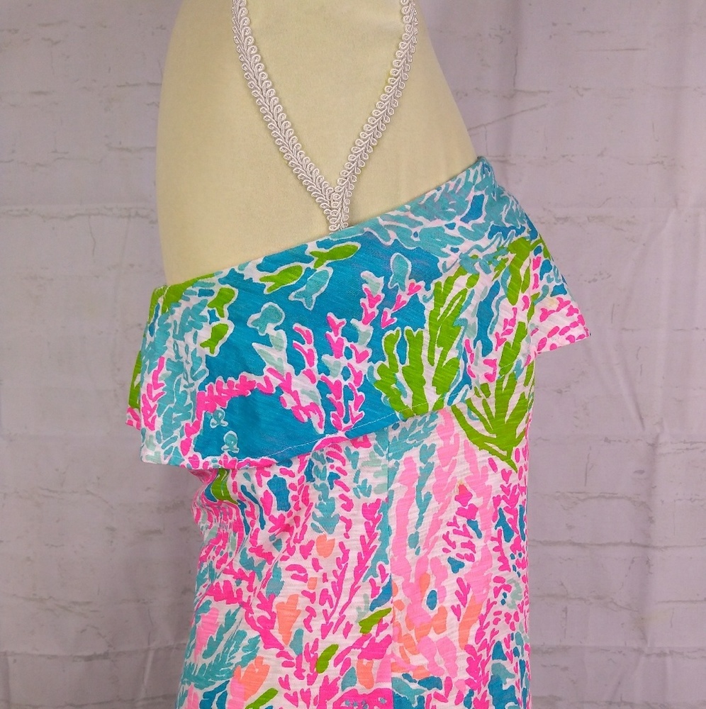 Lilly Pulitzer Let's Cha Cha Tube Top Coral Wiley - Picture 7 of 8